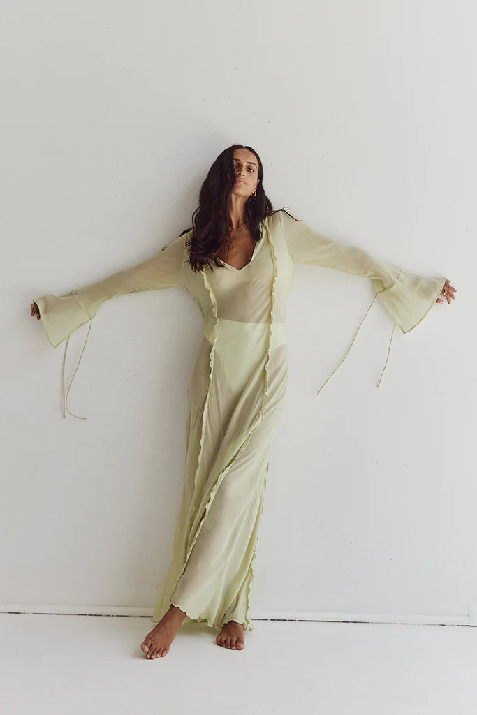 BOWIE LIME SHEER VISCOSE DRESS | DISSH