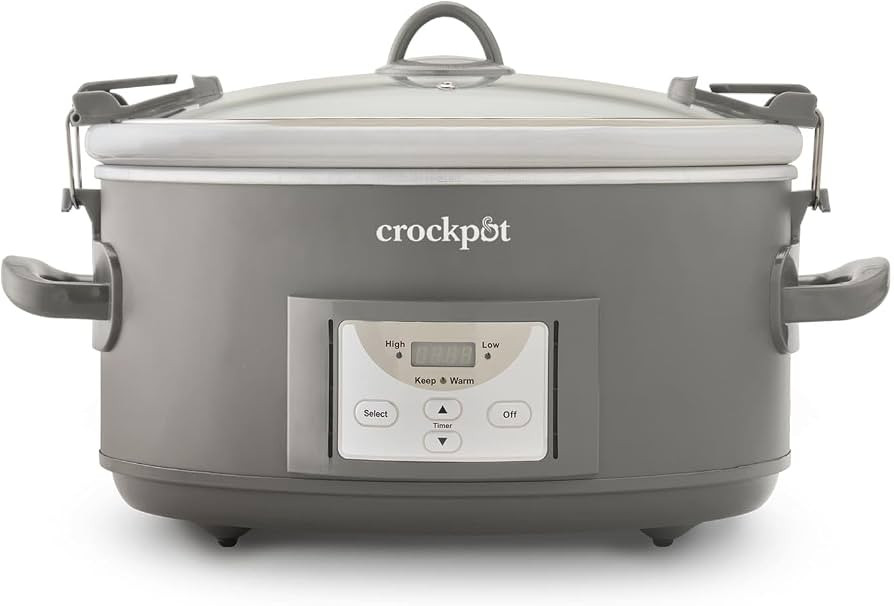 Crockpot\u00ae Programmable 7-Quart Cook and Carry Slow Cooker, Grey | Amazon (US)