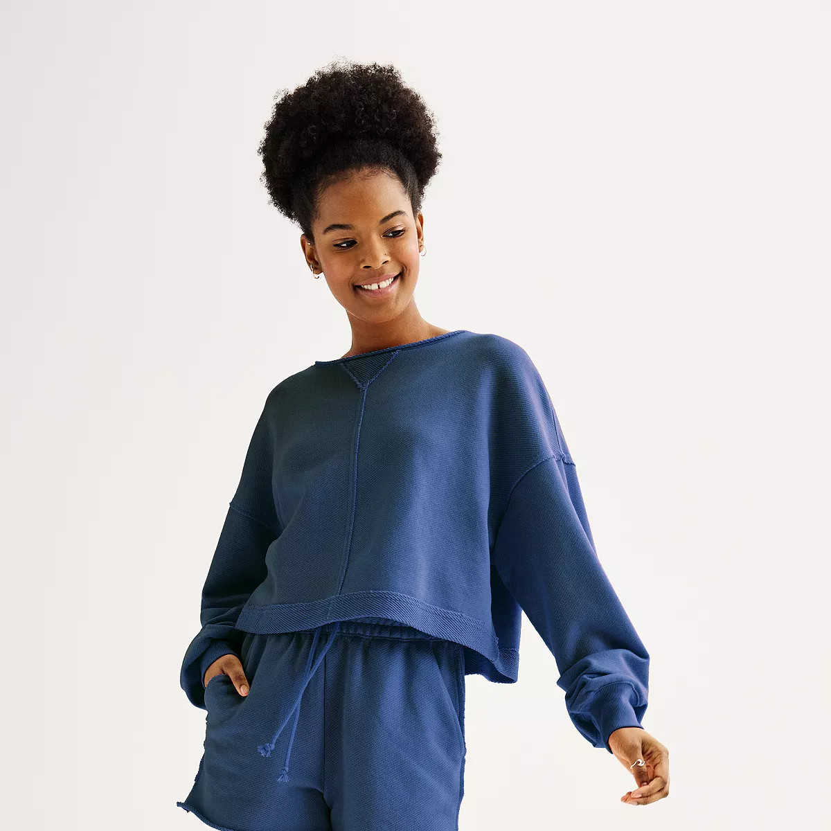 Juniors' SO® Cropped Athleisure Sweatshirt | Kohl's