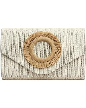 Straw Clutch Purse for Women,Summer Beach Bag,Envelope Evening Clutch Handbags for Formal Party W... | Amazon (US)
