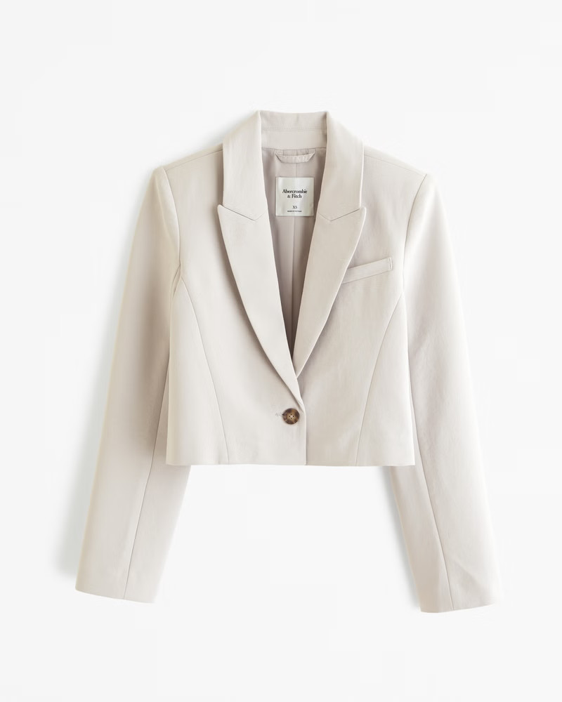 Premium Crepe Cropped Blazer | Abercrombie & Fitch (US)