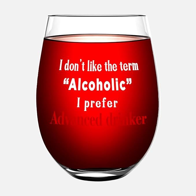 Funny Wine Glass - Stemless Wine Glass Funny for Women, Unique Wine Glass for Wine Lover, 17 Oz W... | Amazon (US)