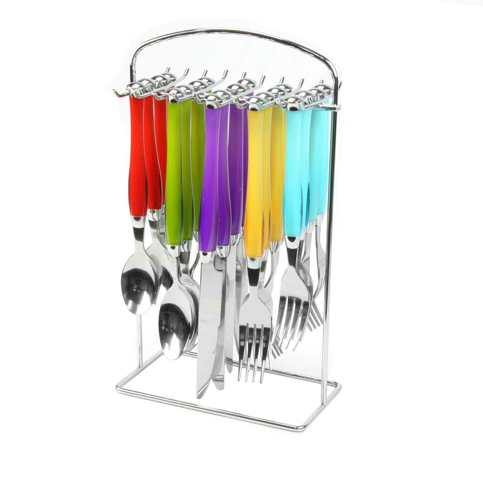 Gibson Home Santoro 20-Piece Flatware Set - Stainless Steel with Plastic Handles & Hanging Rack -... | Amazon (US)