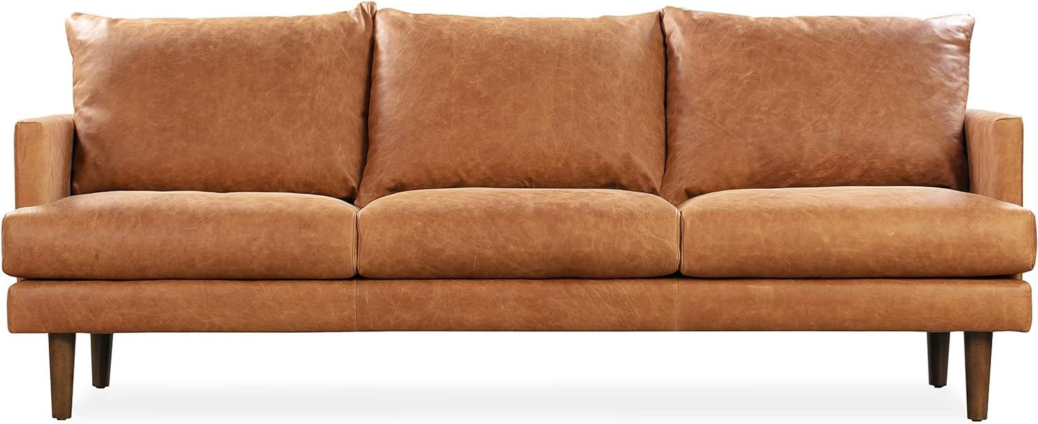 POLY & BARK Girona Sofa in Full-Grain Pure-Aniline Italian Tanned Leather in Cognac Tan | Amazon (US)