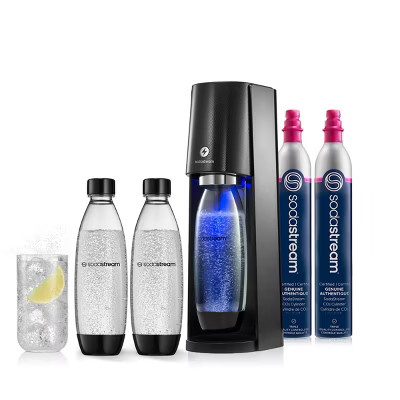 SodaStream E-Terra Bundle with Extra CO2 Cylinder and Carbonating Bottles Black: Sparkling Water Maker, Dishwasher-Safe | Target
