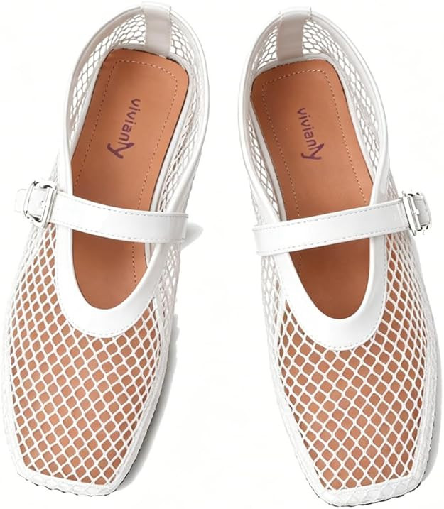 vivianly Mesh Ballet Flats Shoes for Women Flats Comfortable Dressy Round Toe Mesh Flats Fishnet ... | Amazon (US)