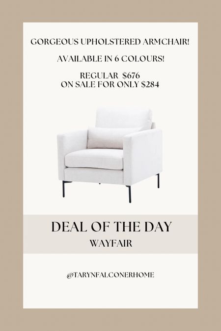 Gorgeous upholstered armchair!
Available in 6 colours!
Regular $676
On sale for $284

#accentchair #homefind #furniture #livingroom #neutralhome #onsale

#LTKhome #LTKstyletip