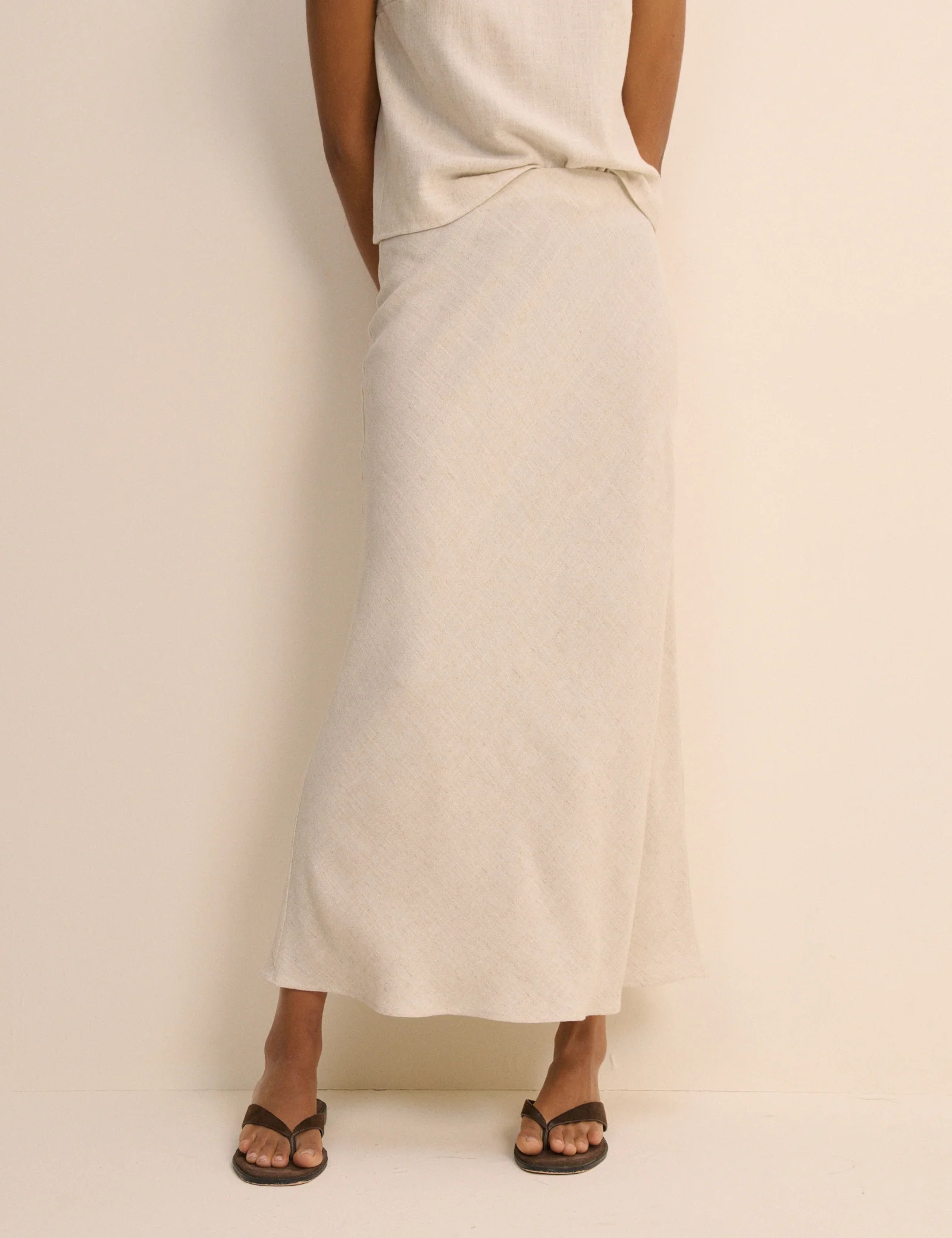 Cream Mila Midi Slip Skirt | Nobody's Child