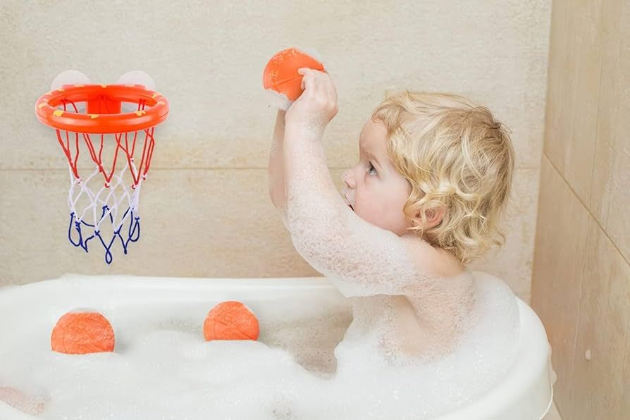 BRITENWAY Bath Toys - Bathtub Basketball Hoop for Kids w/ 3 Balls - BPA Free Plastic Toddler Bath... | Amazon (US)