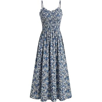 Kate Kasin Womens Summer Floral Maxi Dress, Long Beach Boho Smocked Dresses, Vacation Sundress wi... | Amazon (US)