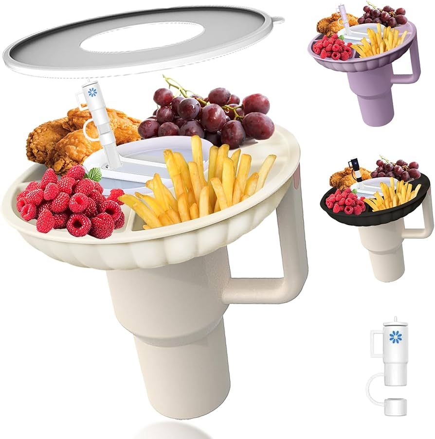Snack Bowl for Stanley Cup, Silicone Snack Tray with Lid, Compatible with Stanley Cup 40 oz,with ... | Amazon (US)