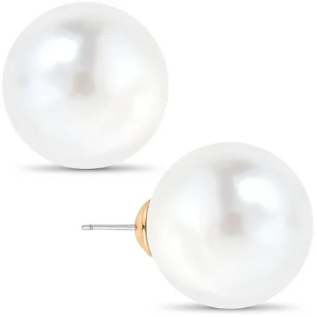 Humble Chic Extra Large Pearl Earrings for Women - Oversized Faux Pearl Studs Huge 18mm | Walmart (US)