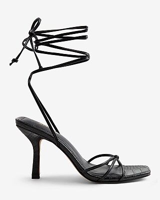 Strappy Lace-Up Heeled Sandals | Express