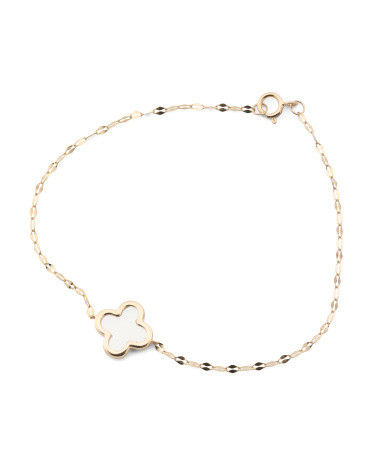 14kt Gold Mother Of Pearl Clover Bracelet | TJ Maxx