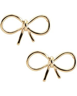 Spinningdaisy Handmade High Gloss Tiny Bow Ribbon Earrings | Amazon (US)