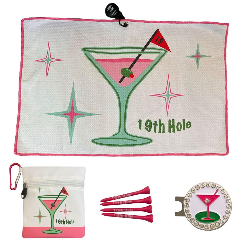 Martini Par 3 Pack for Women, Microfiber Waffle Weave Golf Towel, Tee Bag with Tees and Bling Bal... | Amazon (US)