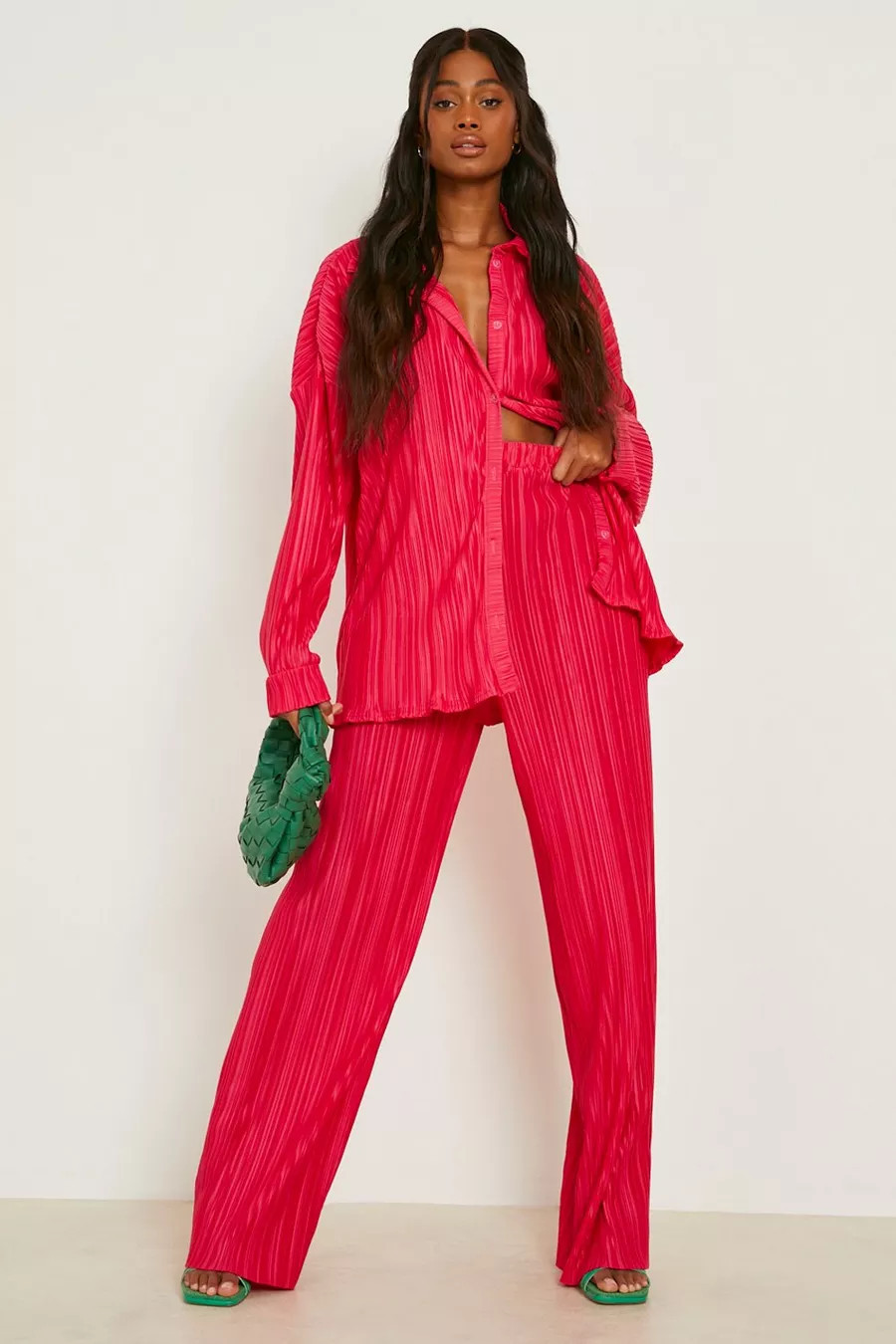 Matte Plisse Wide Leg Broek | Boohoo.com (NL)