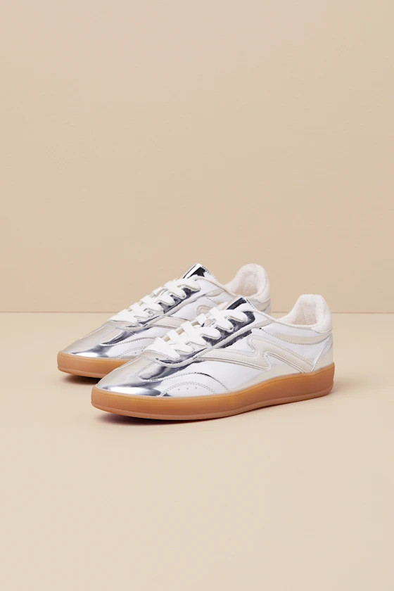 Giia Silver Multi Color Block Lace-Up Sneakers | Lulus