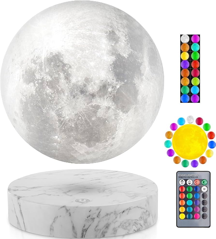VGAzer Levitating Moon Lamp,Floating and Spinning in Air Freely with 3D Printing LED Moon Light H... | Amazon (US)