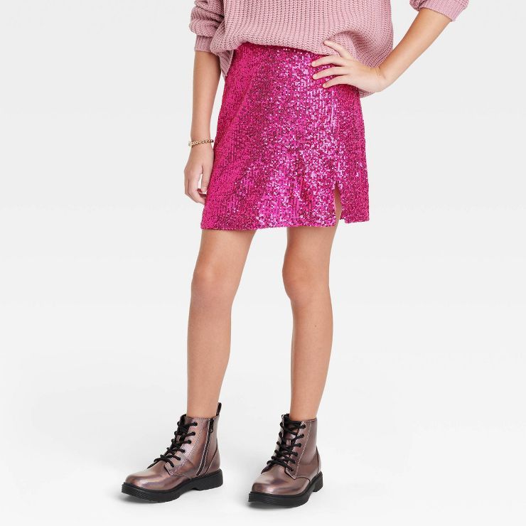Girls' Notch Front Sequin Skirt - art class™ | Target