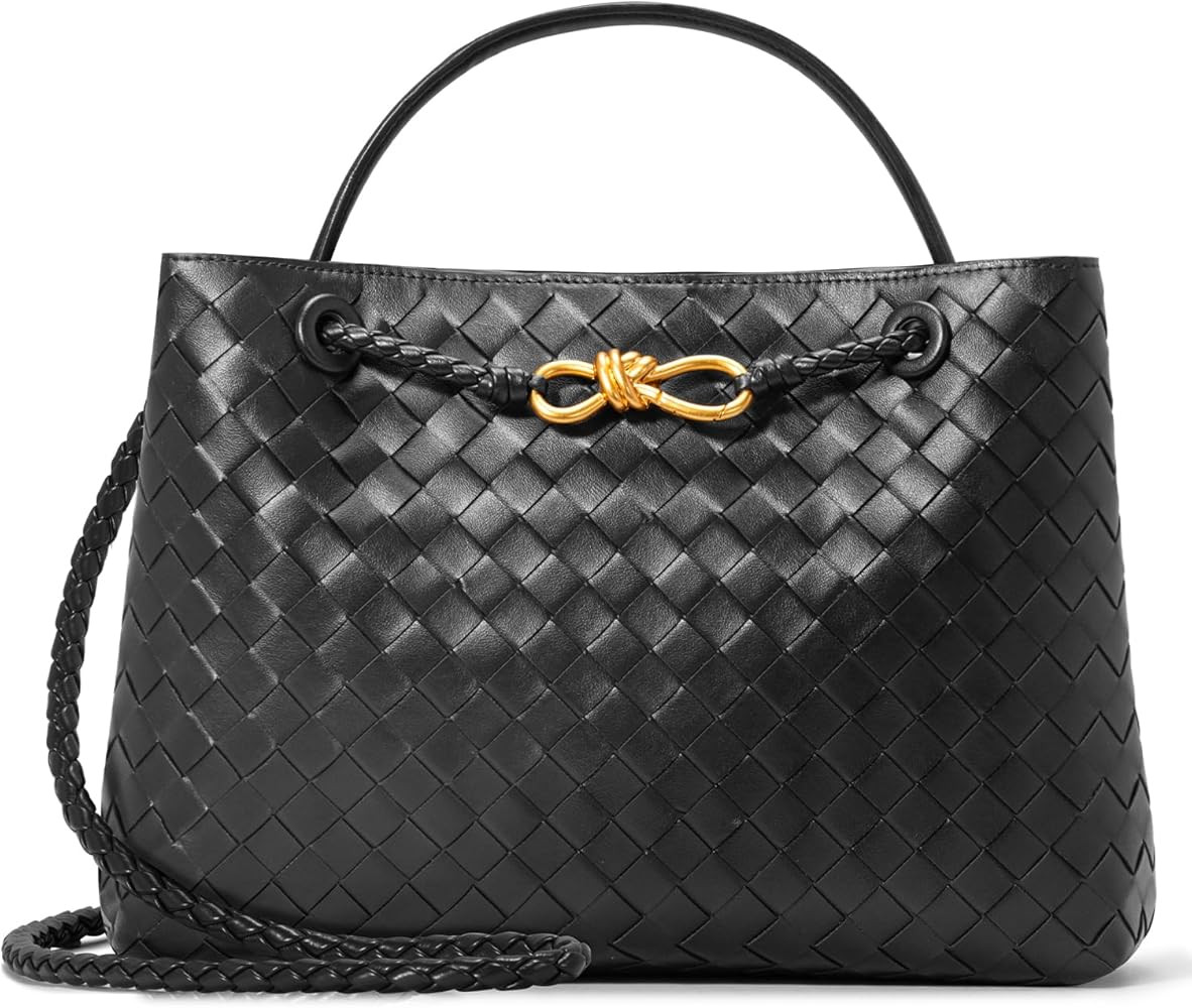 Woven Bag for Women, Woven Purse Tote Bag PU Leather Crossbody Bags Top Handle Hobo Handmade Hand... | Amazon (US)