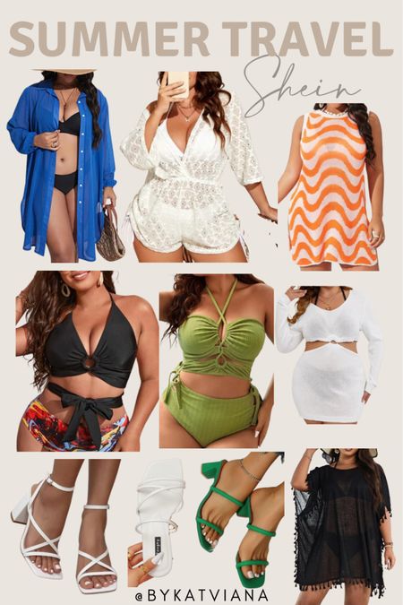 Summer travel outfits! Beach travel fashion. Beach coverups and sandals. Curvy summer fashion from shein! Purchased everything for my Greece summer vacation 

#LTKcurves #LTKtravel #LTKswim