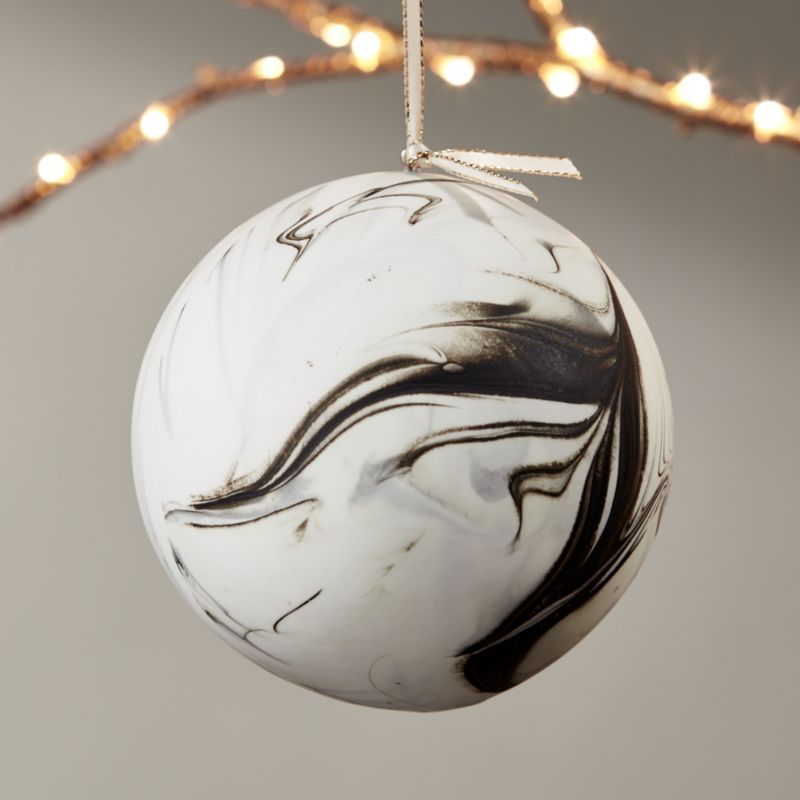 Bone China Marble Swirl Christmas Ornament 4'' + Reviews | CB2 | CB2