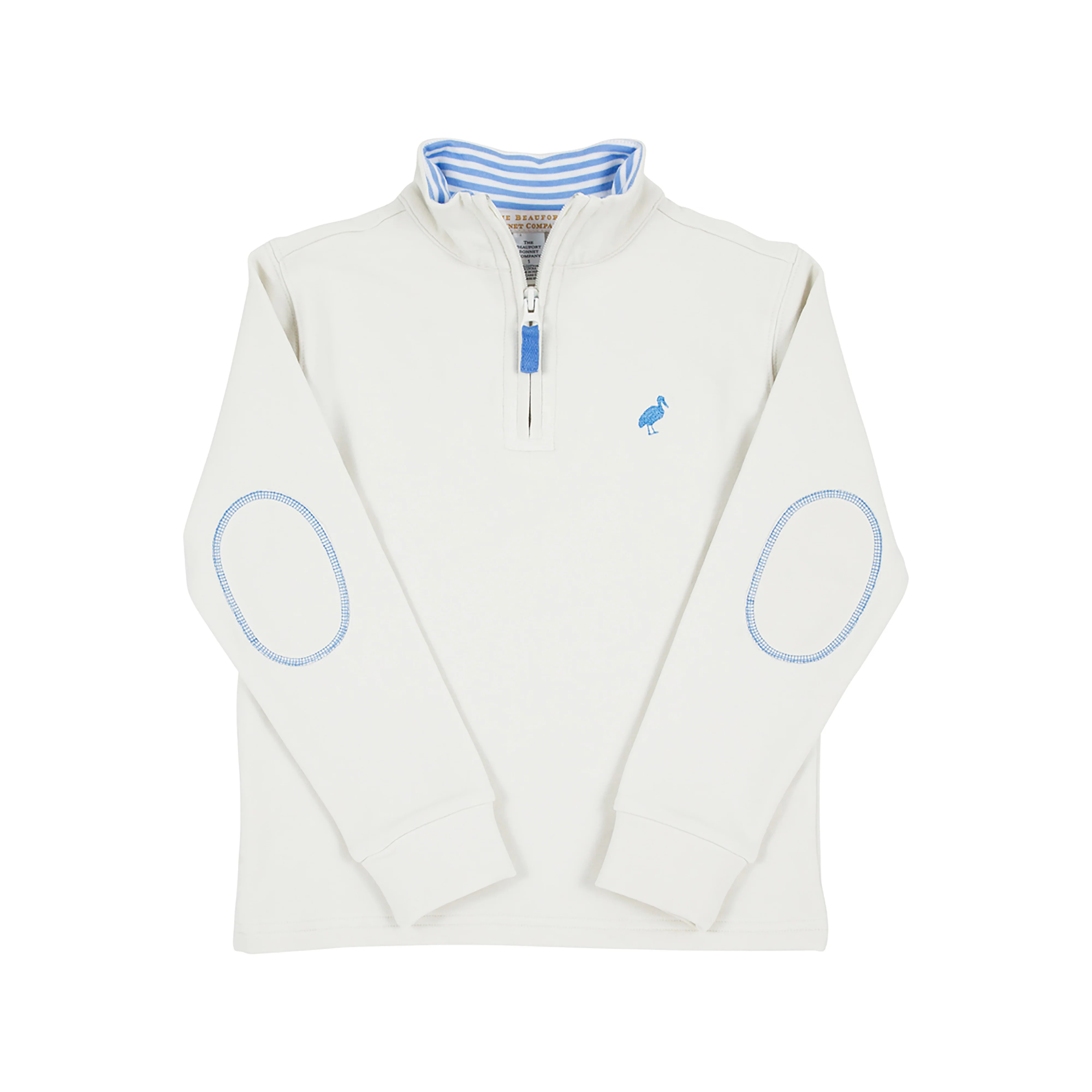 Hayword Half-Zip (Unisex) - Saratoga Stone with Barbados Blue Stork | The Beaufort Bonnet Company