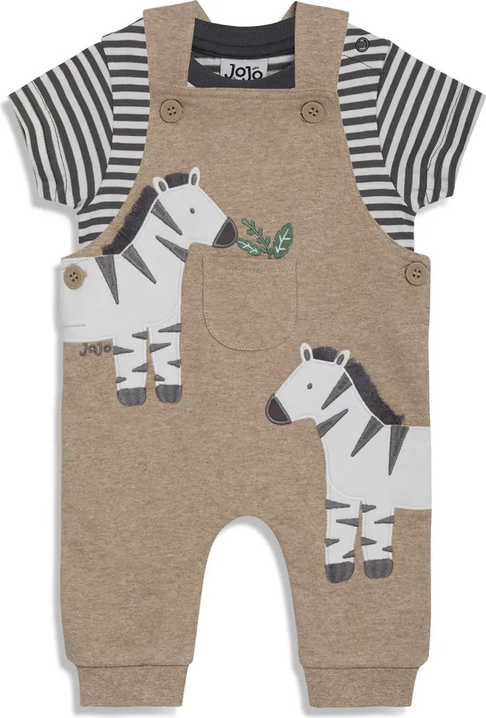 JOJO MAMAN BEBE Zebra Appliqué Overalls & Stripe T-Shirt Set | Nordstrom | Nordstrom