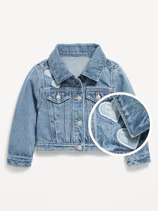 Embroidered Cropped Trucker Jean Jacket for Toddler Girls | Old Navy (US)