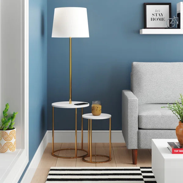 Gullion 58'' Gold Tray Table Floor & Table Lamp Set | Wayfair North America