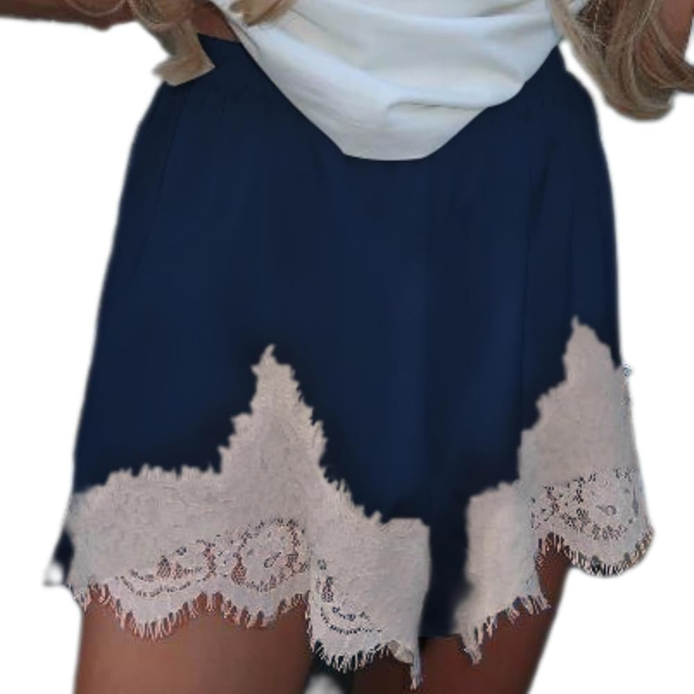 Satin Shorts for Women Low Rise Lace Trim Patchwork Silk Slip Micro Shorts Lounge Pettipants Paja... | Amazon (US)