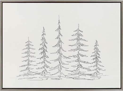 Kate and Laurel Sylvie Minimalist Evergreen Trees Sketch Framed Canvas Wall Art by The Creative B... | Amazon (US)