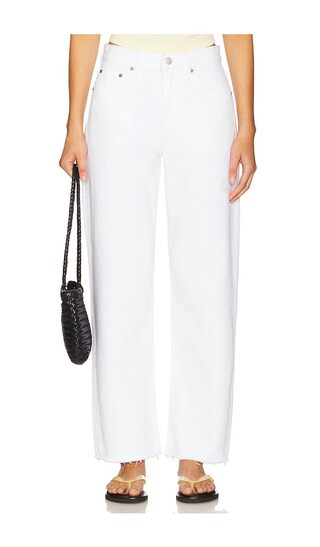 Lexi Mid Rise Bowed Straight in Luxe White Vintage | Revolve Clothing (Global)