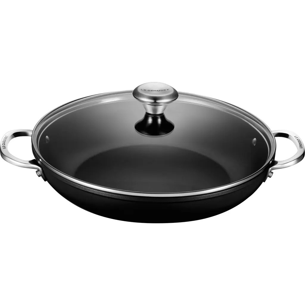 Le Creuset 4-Quart Toughened Nonstick PRO Braiser & Lid in Black at Nordstrom | Nordstrom
