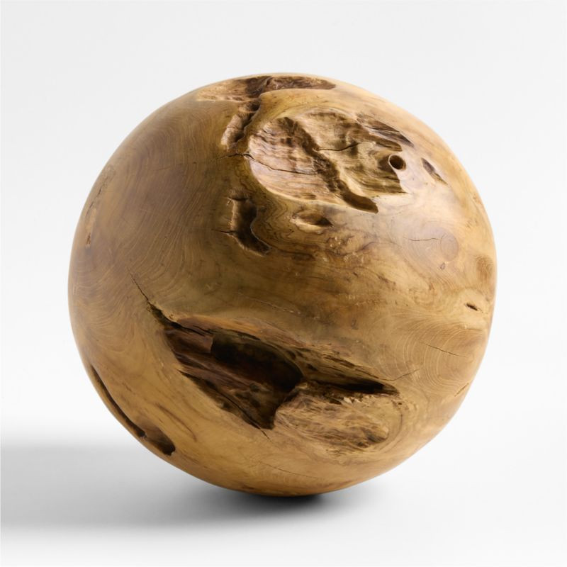 Large Wooden Decorative Sphere Sculpture | Crate & Barrel | Crate & Barrel