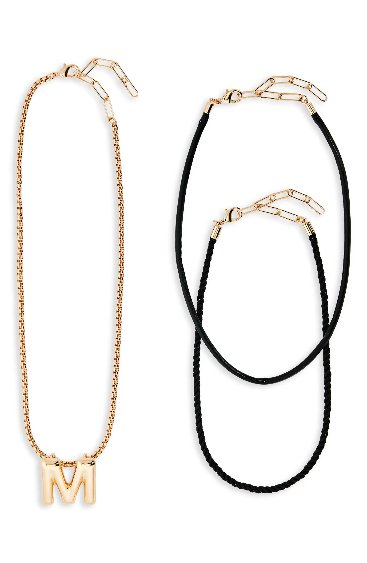 Set of 3 Interchangeable Initial Pendant Necklaces | Nordstrom