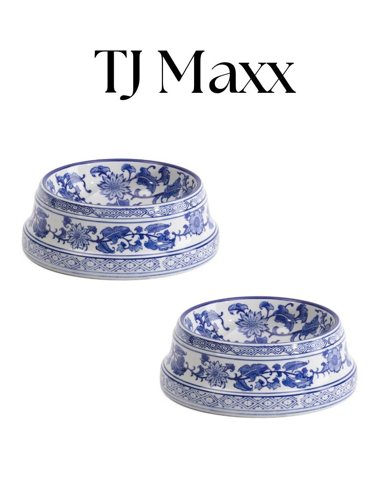 Blue and white designer pet bowls at TJ Maxx on sale, cat, dog, kitchen, french.

#LTKHome #LTKFindsUnder50 #LTKSaleAlert