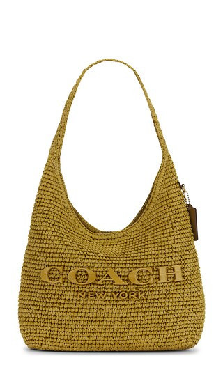Coach Refined Weave Straw Brooklyn 28 Shoulder Bag in Olive. | Revolve Clothing (Global)
