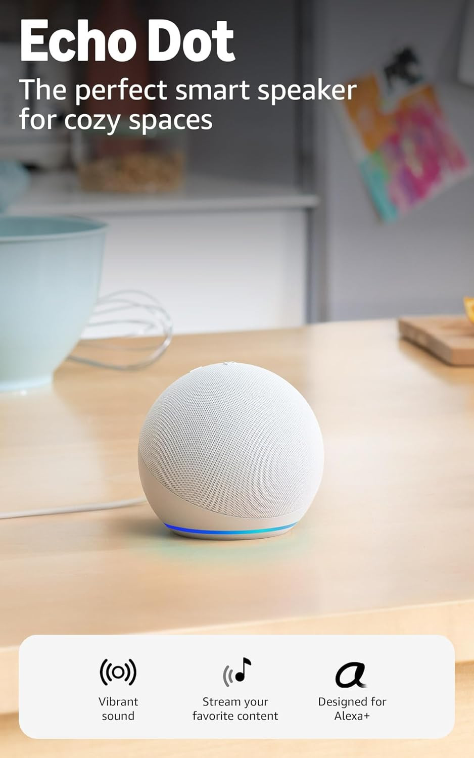 Amazon Echo Dot (newest model), With bigger vibrant sound, helpful routines and Alexa, Glacier White | Amazon (US)