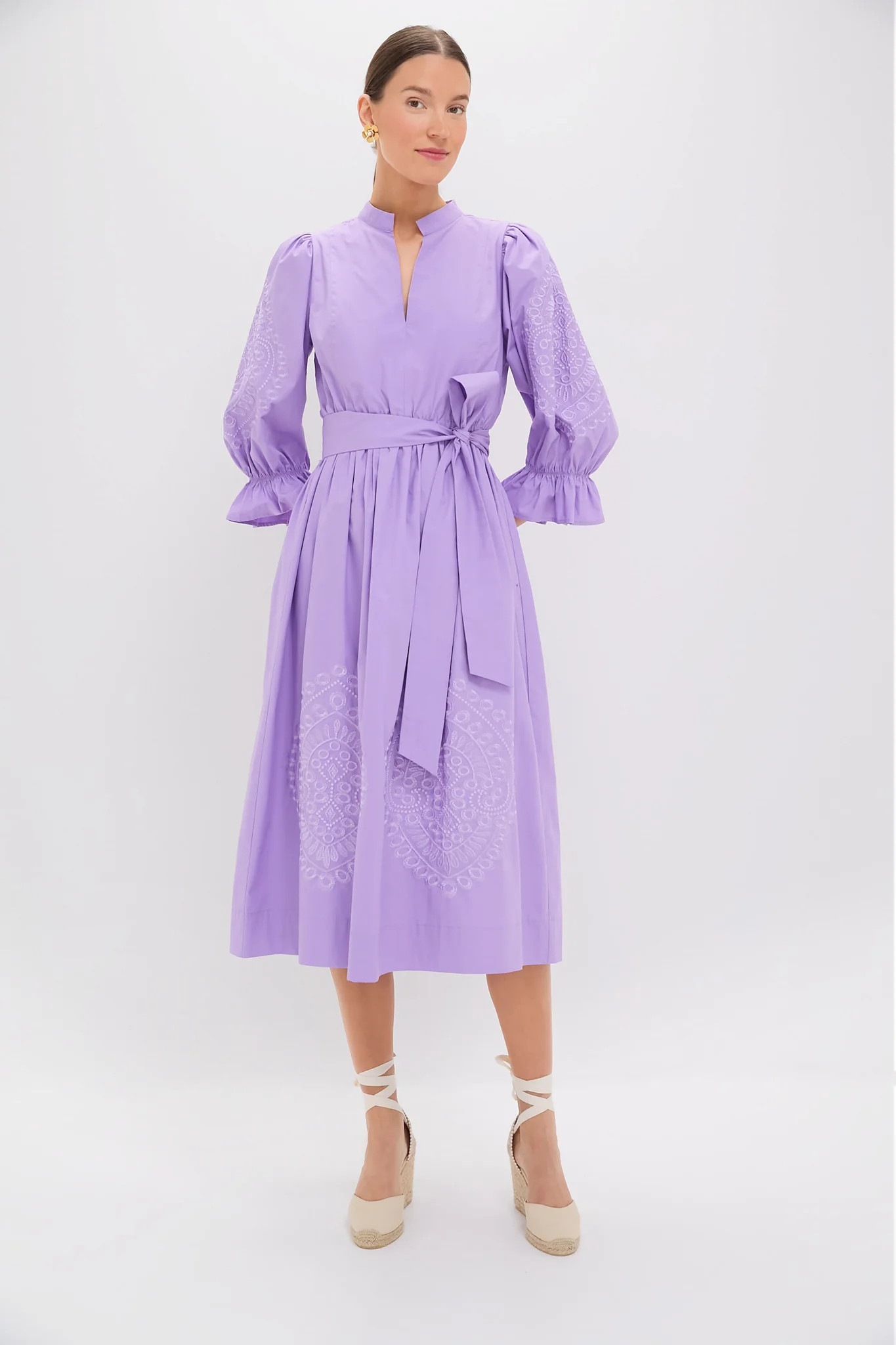 Lavender Embroidery Dowling Midi Dress | Tuckernuck (US)