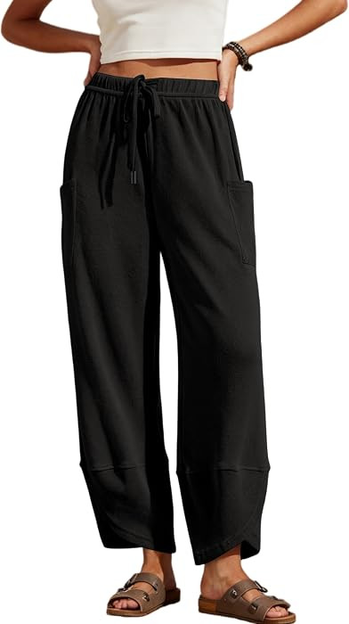 Xiaoxuemeng Womens Wide Leg Sweatpants Drawstring Elastic Waist Harem Pants | Amazon (US)