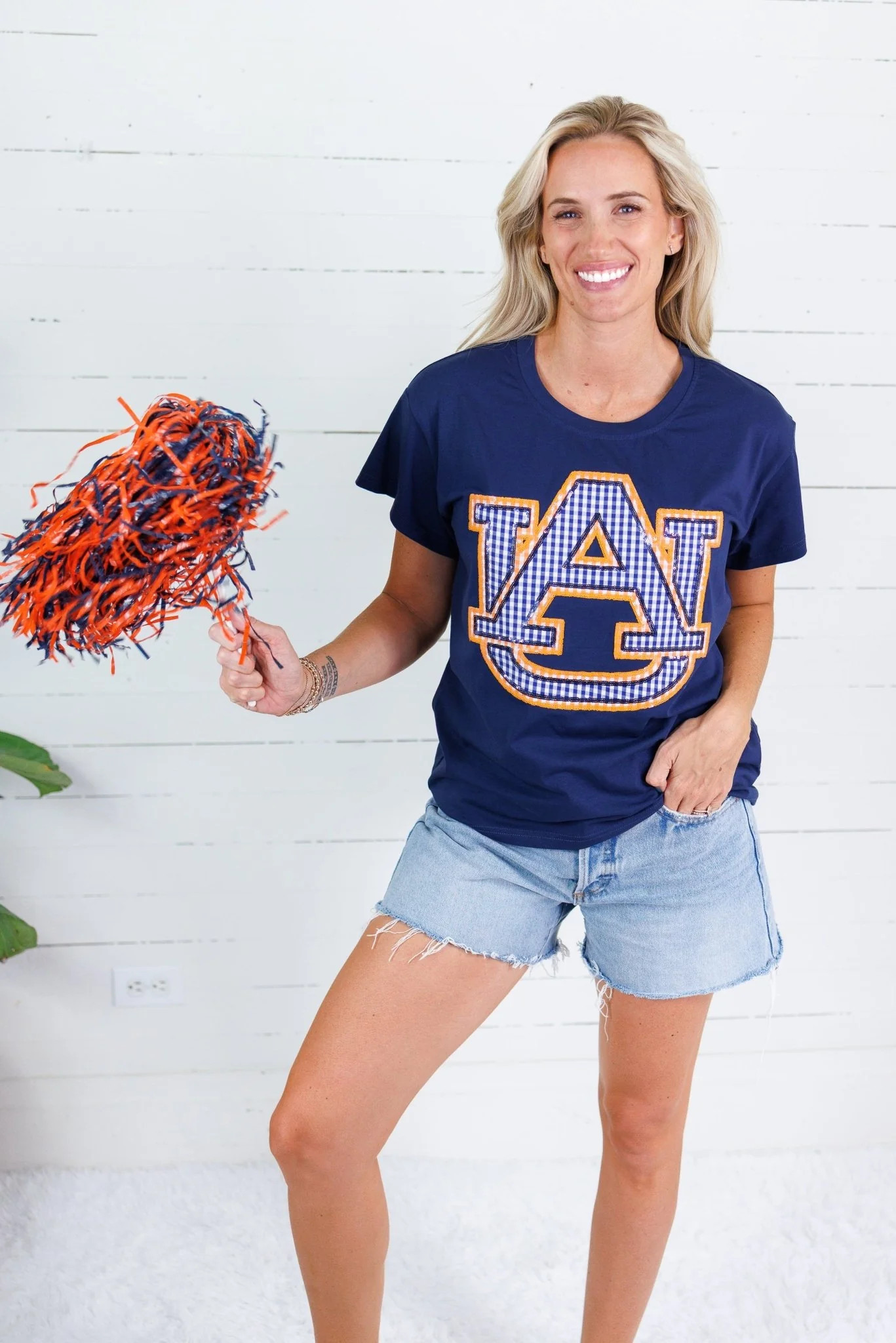 Queen of Sparkles Auburn Gingham AU Tee | Clover + Bee