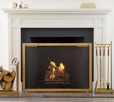 Industrial Fireplace Single Screen | Pottery Barn (US)