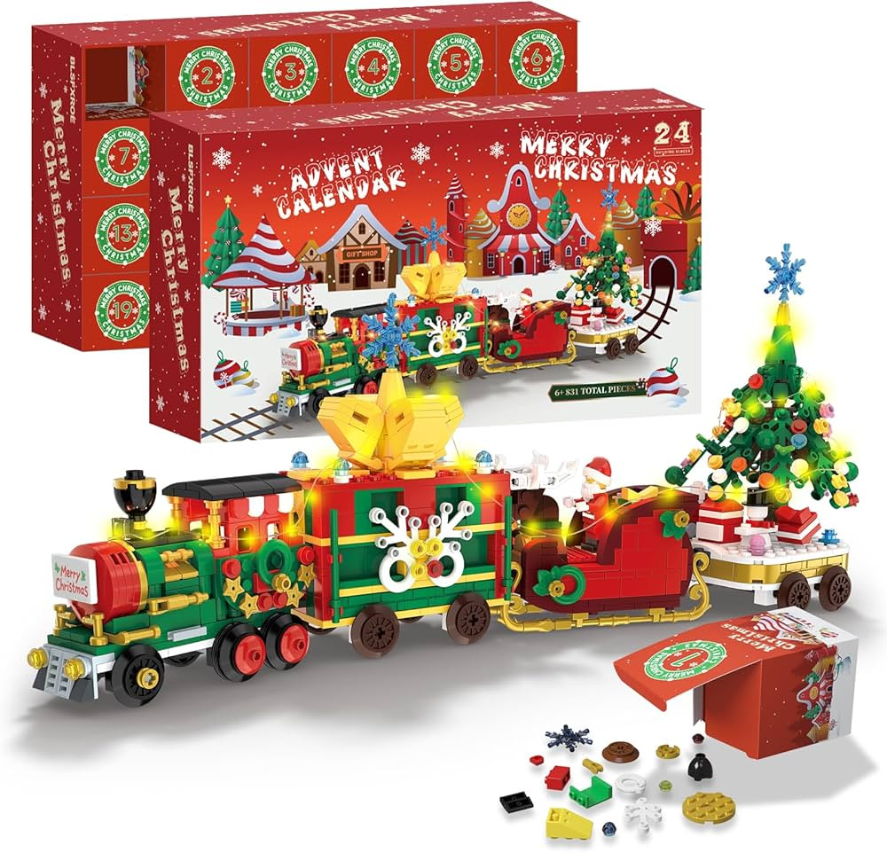 Advent Calendar 2025 Train Building Blocks Set, 24 Days Surprise Christmas Countdown Calendars To... | Amazon (US)
