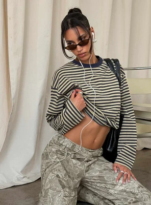 Bloom Long Sleeve Beige Stripe | Princess Polly US
