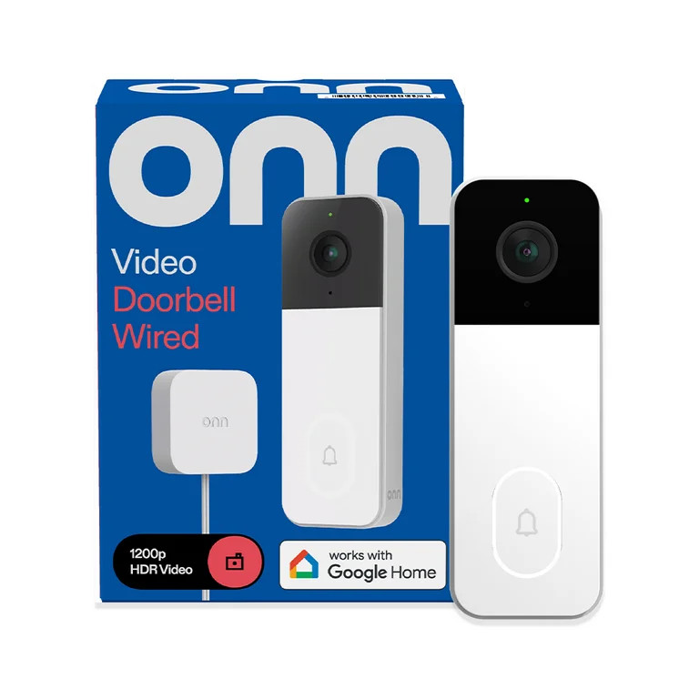 onn Video Doorbell Wired, with Google Home and Gemini, Head to Toe View, 1200p HDR – Search Vid... | Walmart (US)