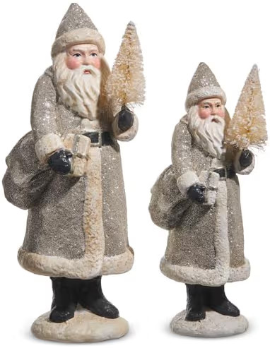 RAZ Imports Glitter Vintage Santas, 10-Inch, Set of 2 | Amazon (US)