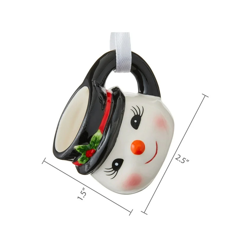 Mr. Christmas 1.5" Miniature Snowman Mug Hanging Ornament, White | Walmart (US)