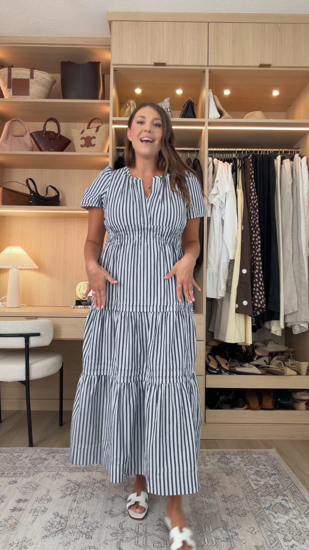 The easiest throw-on-and-go dress 🤍 Classic stripes, a flattering smocked waist, and an effortless maxi length make this perfect for late summer and transitioning into fall.

striped maxi dress, summer dress, fall transition outfit, casual dress, puff sleeve dress, everyday outfit, neutral style, mom style, effortless outfit, classic style

#LTKWorkwear #LTKMidsize #LTKTall
